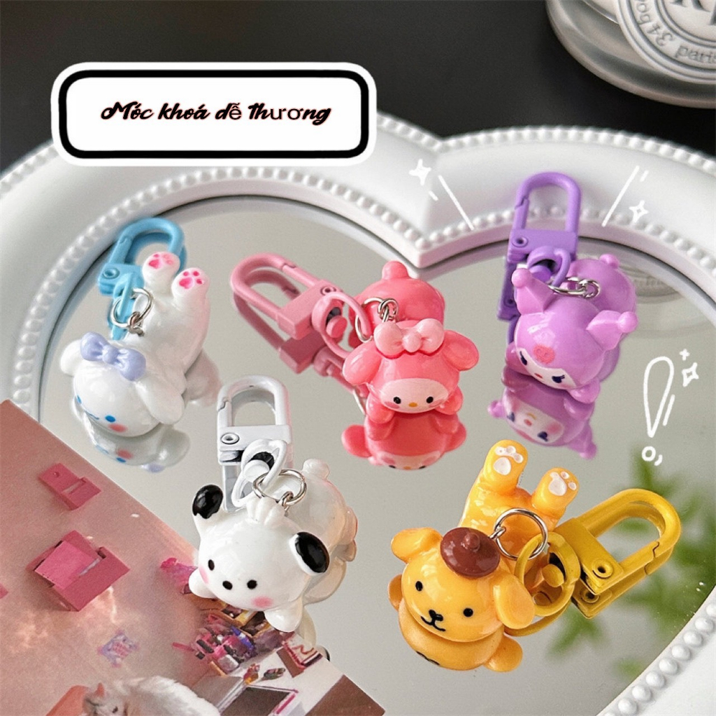 Móc Khóa Hình Nhân Vật Hoạt Hình Đáng Yêu Sarino Kuromi Melody Cinnamon Đáng Yêu - MK01