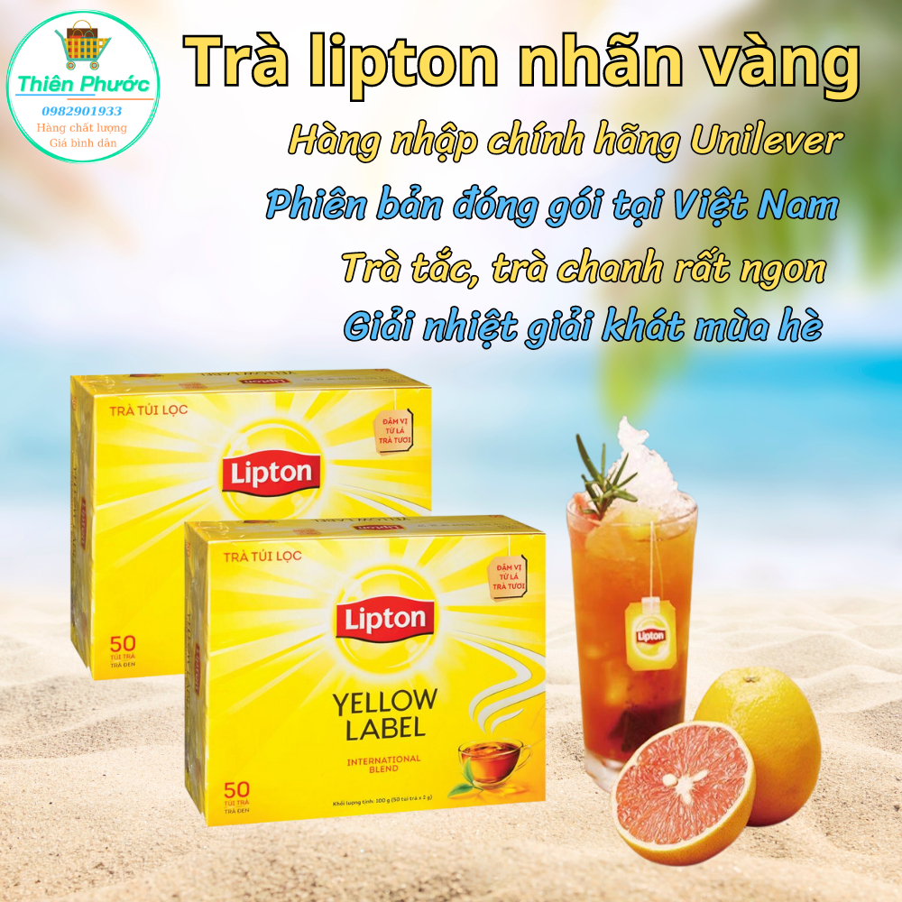 Trà lipton nhãn vàng hộp 50 túi lọc (phiên bản Việt Nam đóng gói, chính hãng)