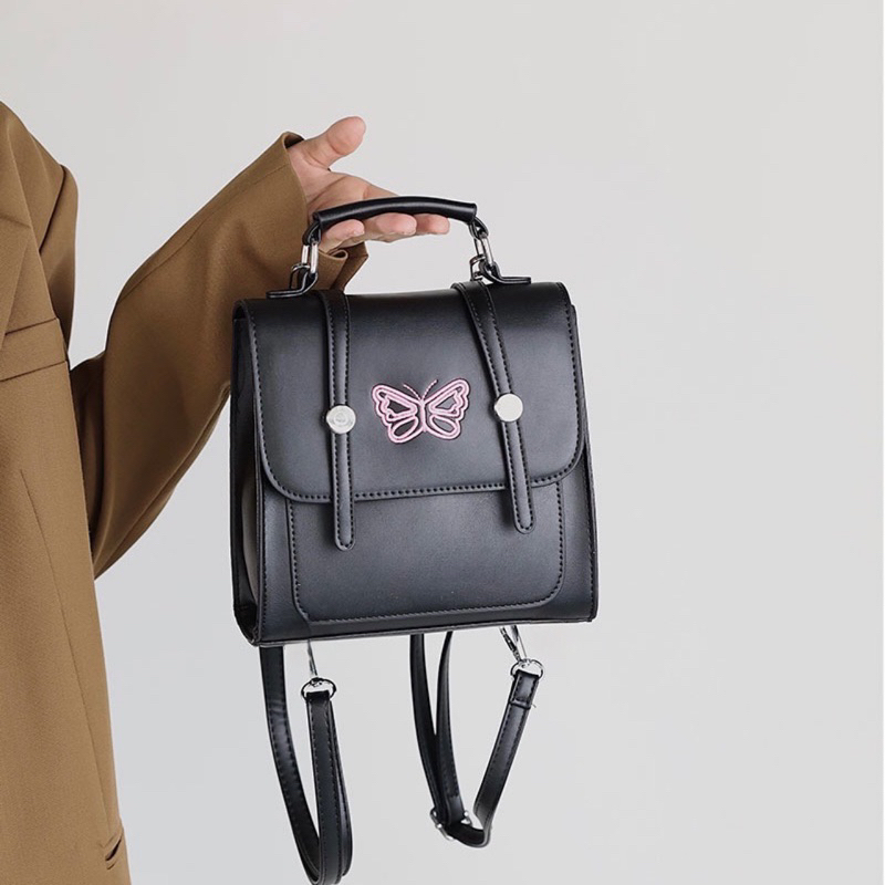 Balo mini màu đen họa tiết Butterfly