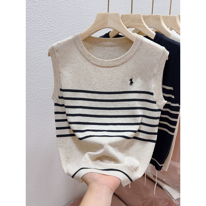 Áo gile len trơn, áo len tank top kẻ ngang