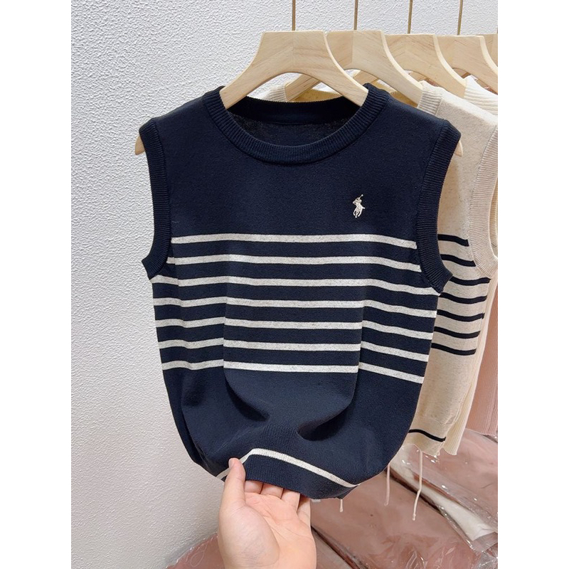 Áo gile len trơn, áo len tank top kẻ ngang