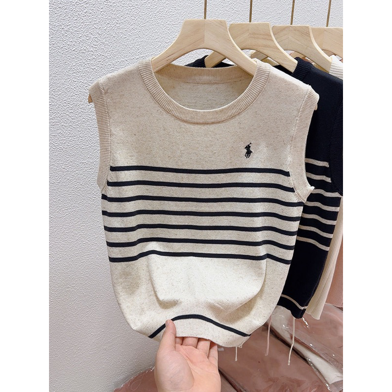 Áo gile len trơn, áo len tank top kẻ ngang