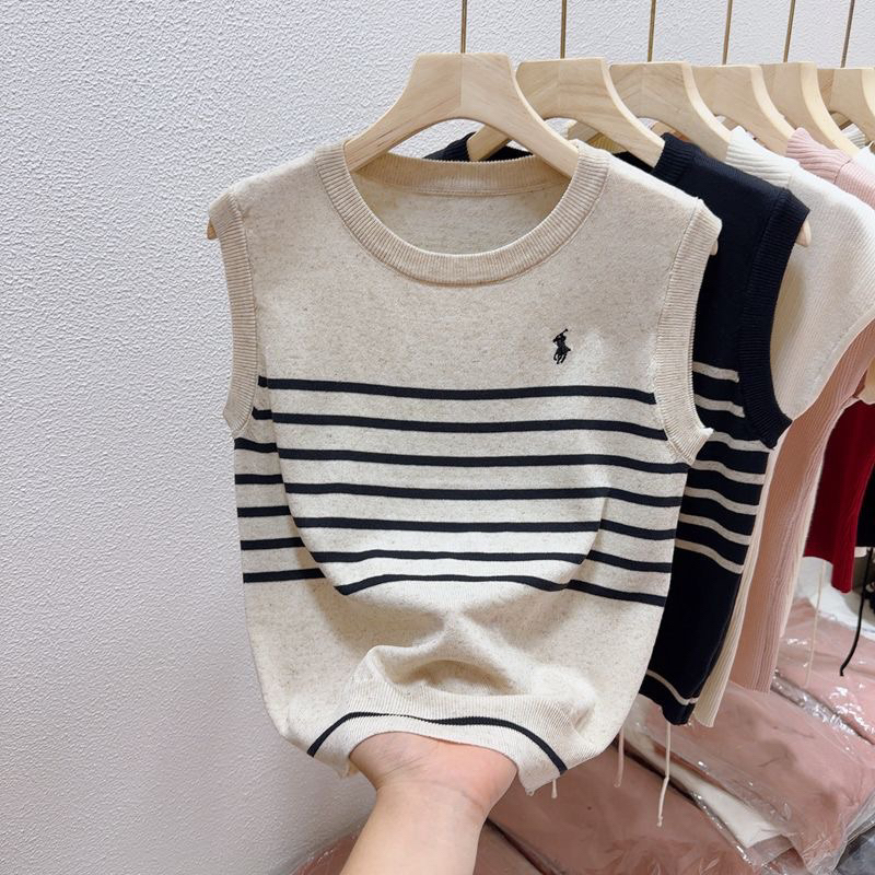 Áo gile len trơn, áo len tank top kẻ ngang