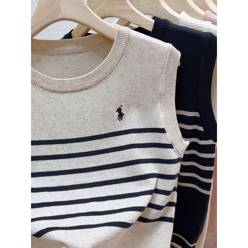Áo gile len trơn, áo len tank top kẻ ngang