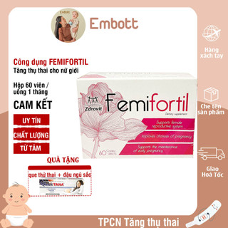 Femifortil bổ trứng tăng khả năng thụ thai Hộp 60 viên EMBOTT22