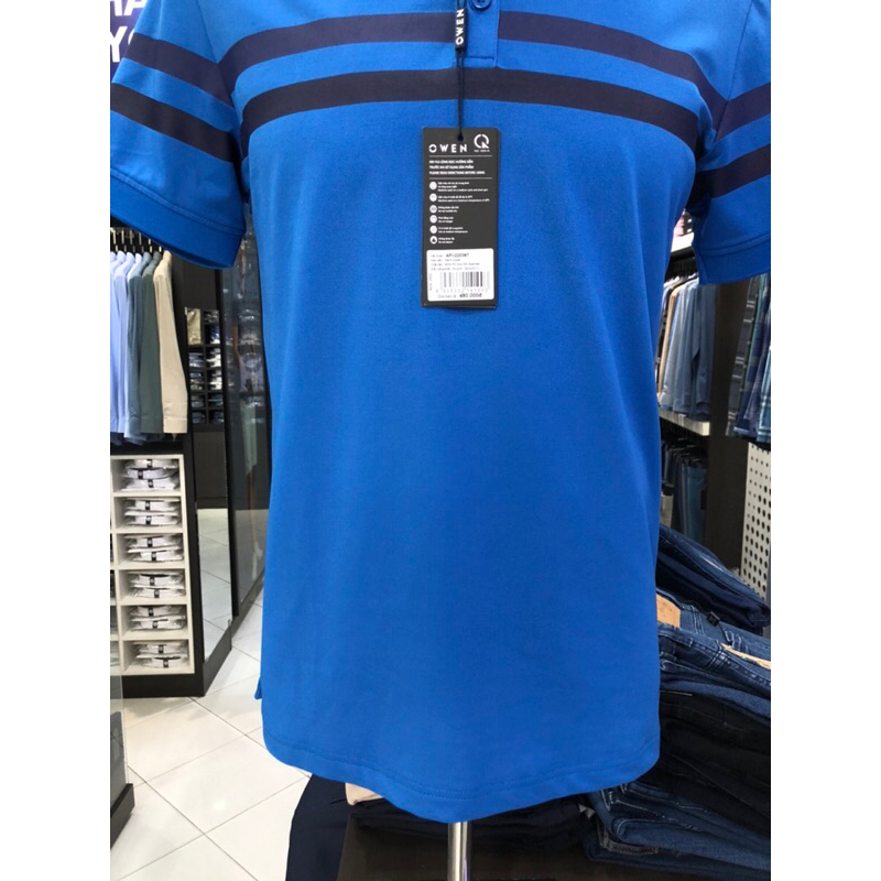 Áo polo owen màu xanh coban body fit APV220367
