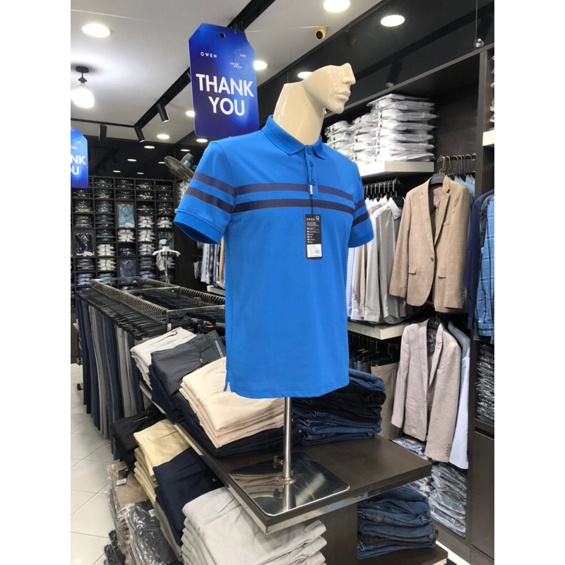 Áo polo owen màu xanh coban body fit APV220367