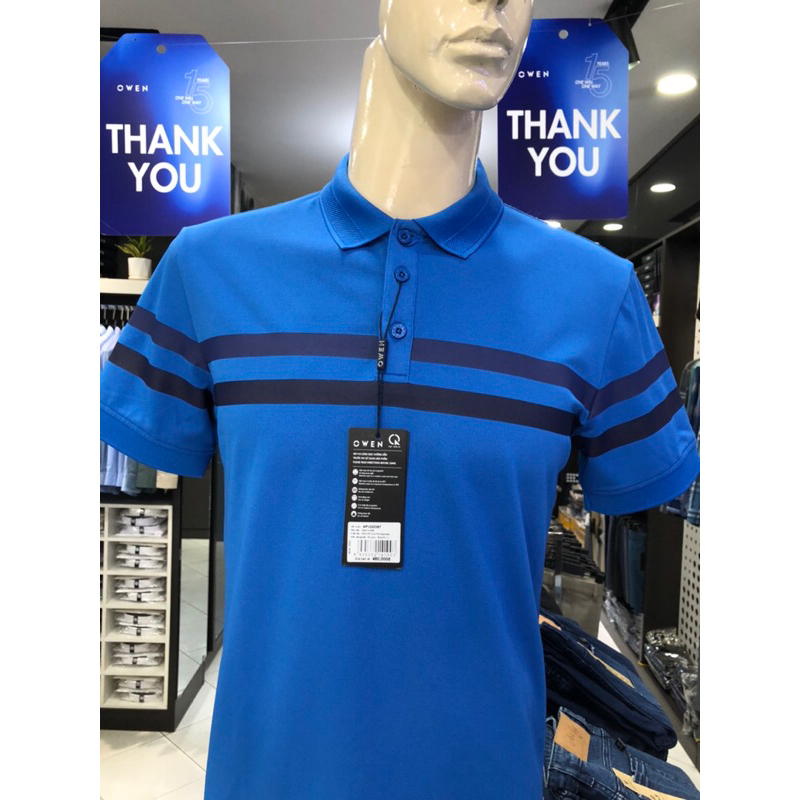 Áo polo owen màu xanh coban body fit APV220367
