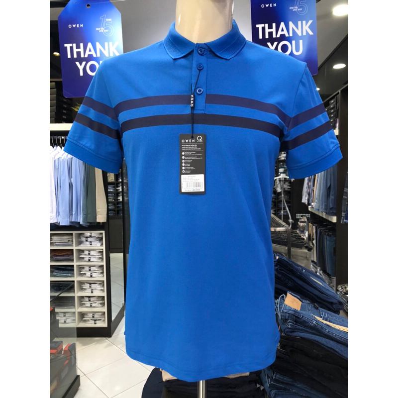 Áo polo owen màu xanh coban body fit APV220367