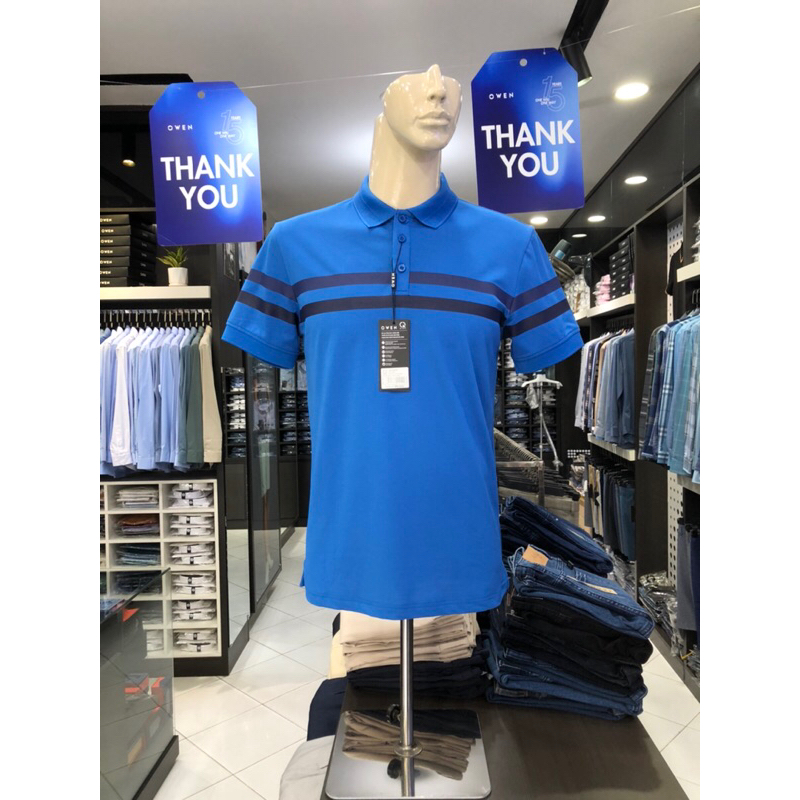 Áo polo owen màu xanh coban body fit APV220367