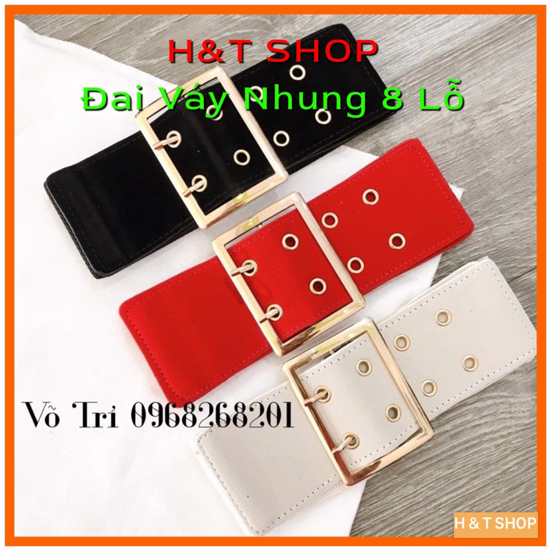 Đai nịt đầm nhung 8 lỗ mới