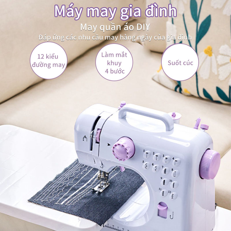 Máy May Để Bàn Mini Có Đèn Led máy may gia đình tặng kèm kim chỉ Bàn Nhỏ Gọn Dễ Sử Dụng Bảo hành 12 tháng