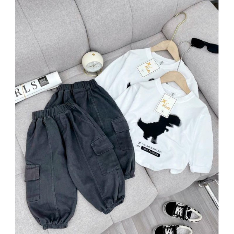 Set áo thu đông cho bé trai.set áo cotton +quần kaki mềm túi hộp cho bé trai.hình thật trải sàn.8 đến 28kg