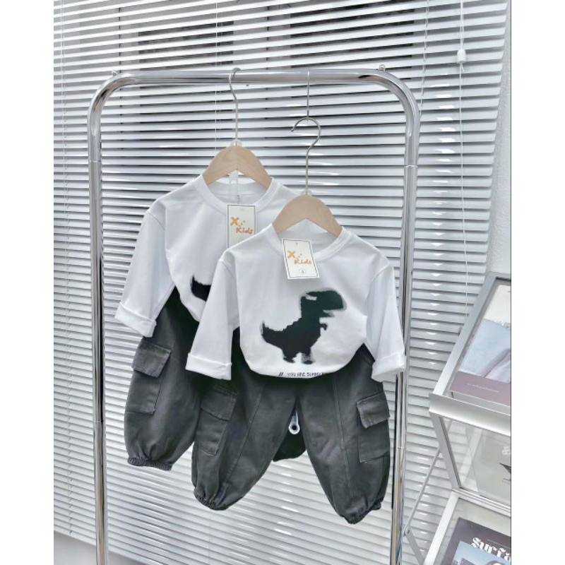 Set áo thu đông cho bé trai.set áo cotton +quần kaki mềm túi hộp cho bé trai.hình thật trải sàn.8 đến 28kg