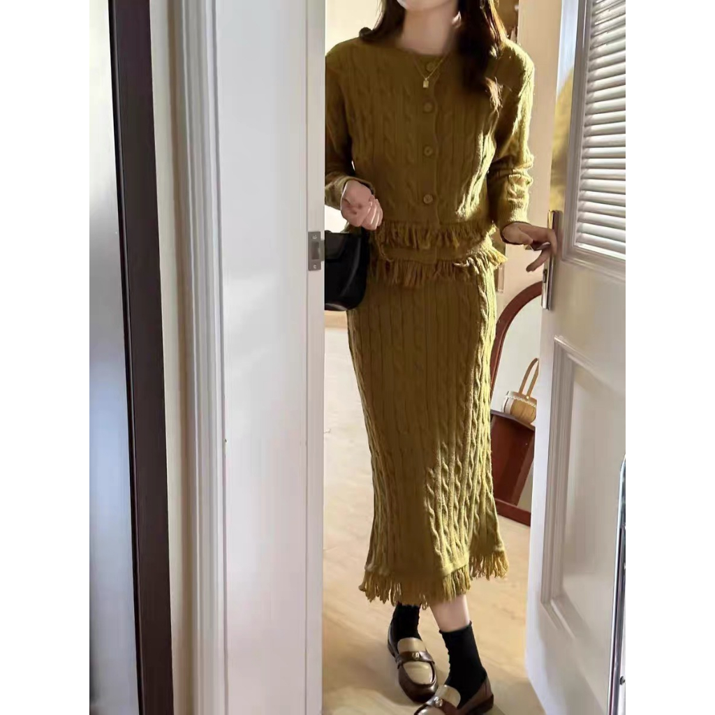 Set len vặn thừng tua rua chân váy dài Hàng QC