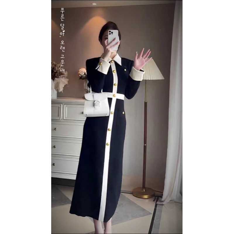 Váy vest dáng dài thiết kế có độn vai thanh lịch sang chảnh chất chéo ý cao cấp