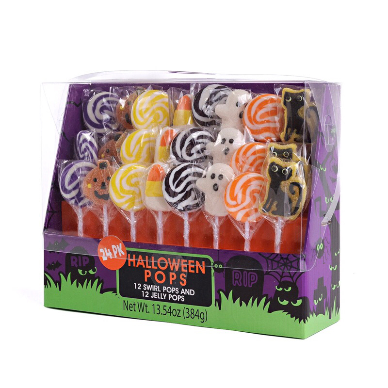 🎃🍭👻 Hộp Kẹo Halloween Jelly và Swirl Pops 24 cây 👻