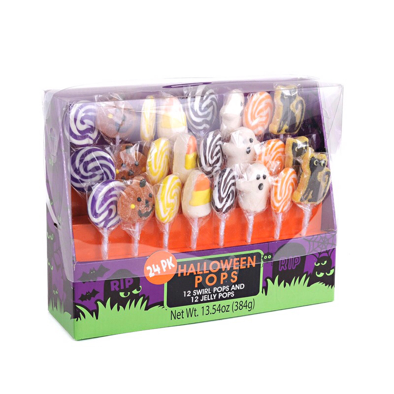 🎃🍭👻 Hộp Kẹo Halloween Jelly và Swirl Pops 24 cây 👻