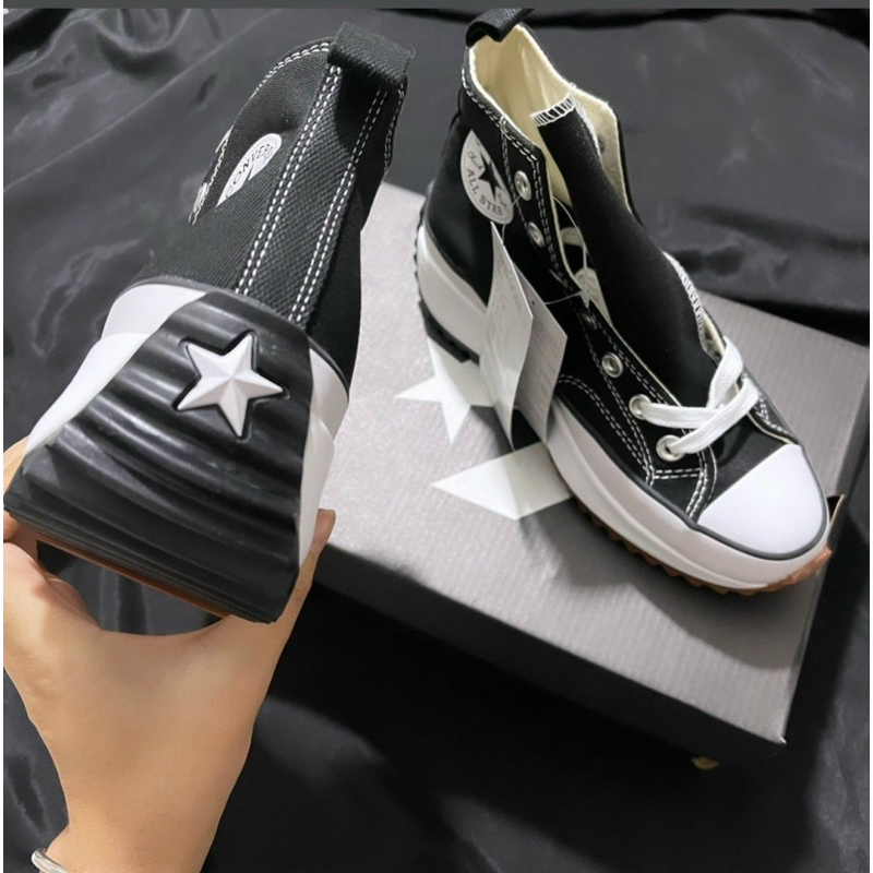 Giầy vải C đen trắng đế cao hàng cao cấp Fullbox Tặng móc khoá