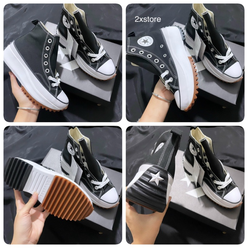 Giầy vải C đen trắng đế cao hàng cao cấp Fullbox Tặng móc khoá