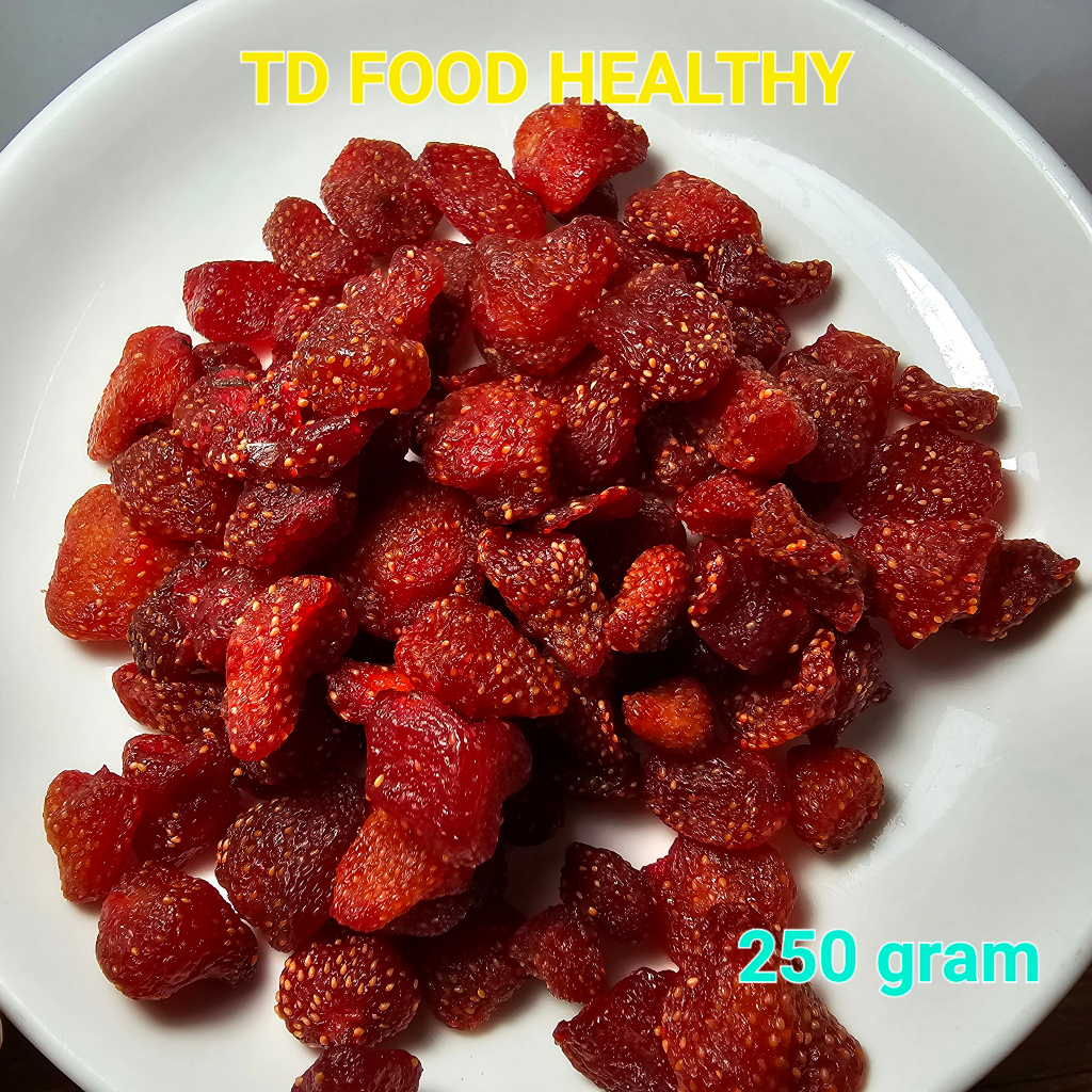 Dâu tây sấy dẻo nguyên vị không đường Đẹp Da Chống Lão Hóa 250gram