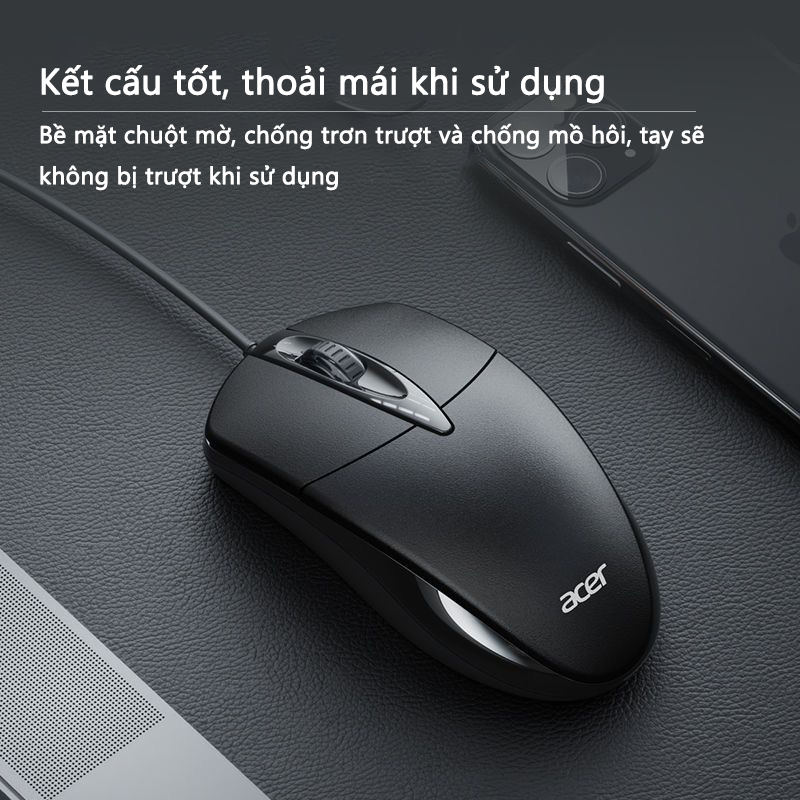 Chuột có dây Acer M119 im lặng phù hợp cho máy tính để bàn, laptop Chuột văn phòng chuyên nghiệp