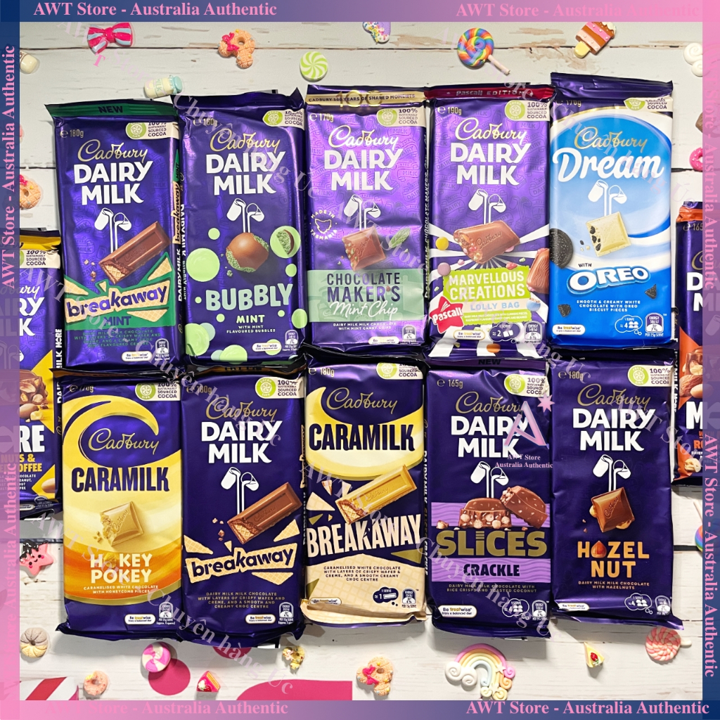 [Hàng Úc] Socola Cadbury Dairy Milk Sữa Hạt Phỉ, Mint, Oreo các loại