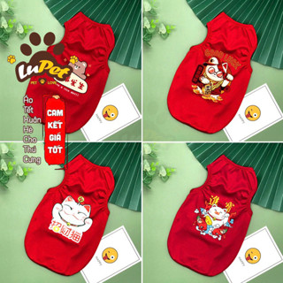 Áo Tết Cho Mèo, Áo Tết Cho Thú Cưng, Quần Áo Tết Mèo Thần Tài Cho Chó Mèo