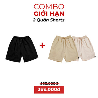 Monat blue - combo 2 quần short kaki mini logo unisex