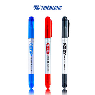 Bút lông dầu 2 đầu bút Thiên Long PM-04 bám dính tốt trên các vật liệu: Giấy, gỗ,nhựa, thủy tinh, gốm, sứ, đĩa CD