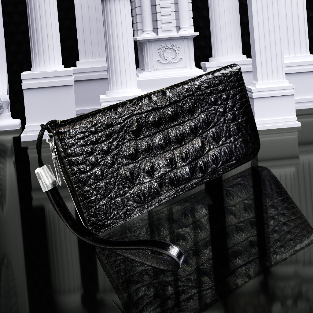 Ví cầm tay nam Da vân cá sấu 3D sang trọng đẳng cấp