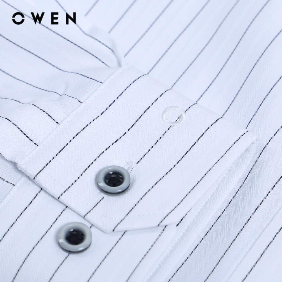 OWEN - Áo sơ mi dài tay Slim Fit màu Trắng chất liệu Nano - AS23557D