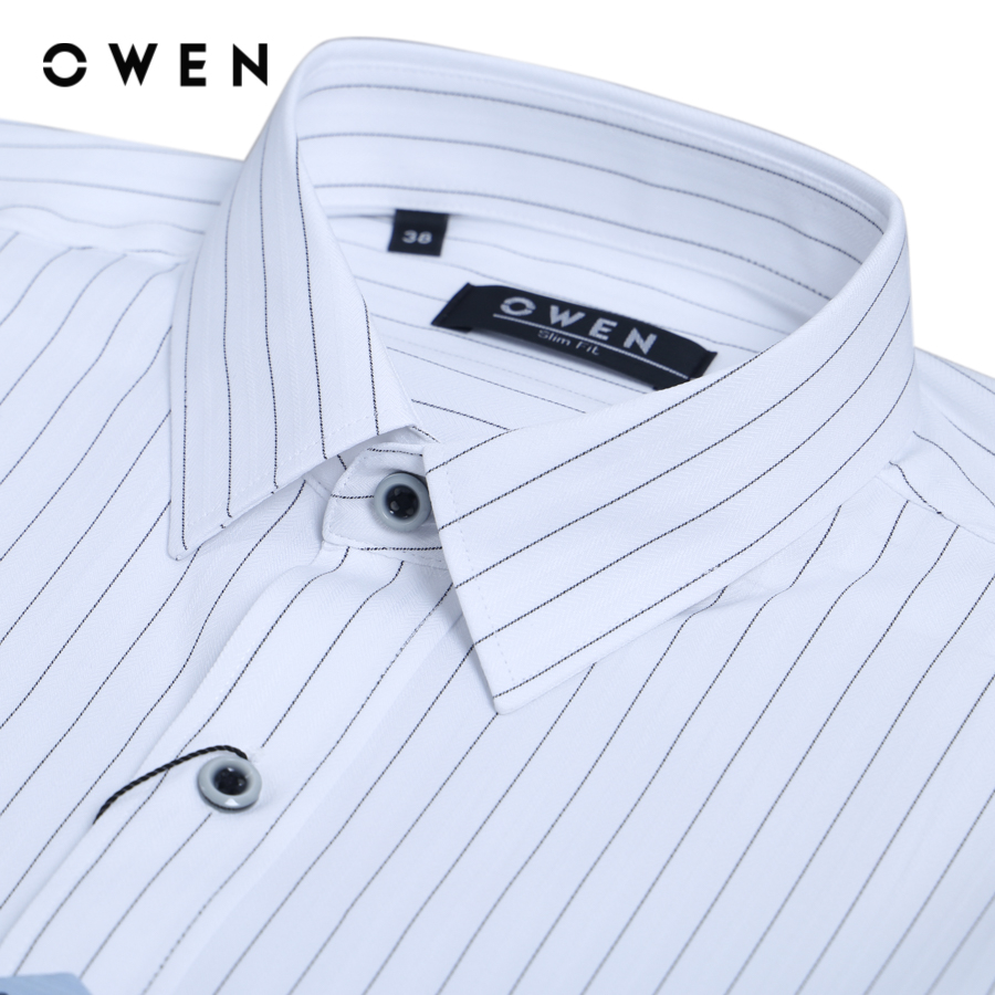 OWEN - Áo sơ mi dài tay Slim Fit màu Trắng chất liệu Nano - AS23557D