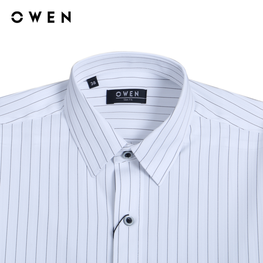 OWEN - Áo sơ mi dài tay Slim Fit màu Trắng chất liệu Nano - AS23557D
