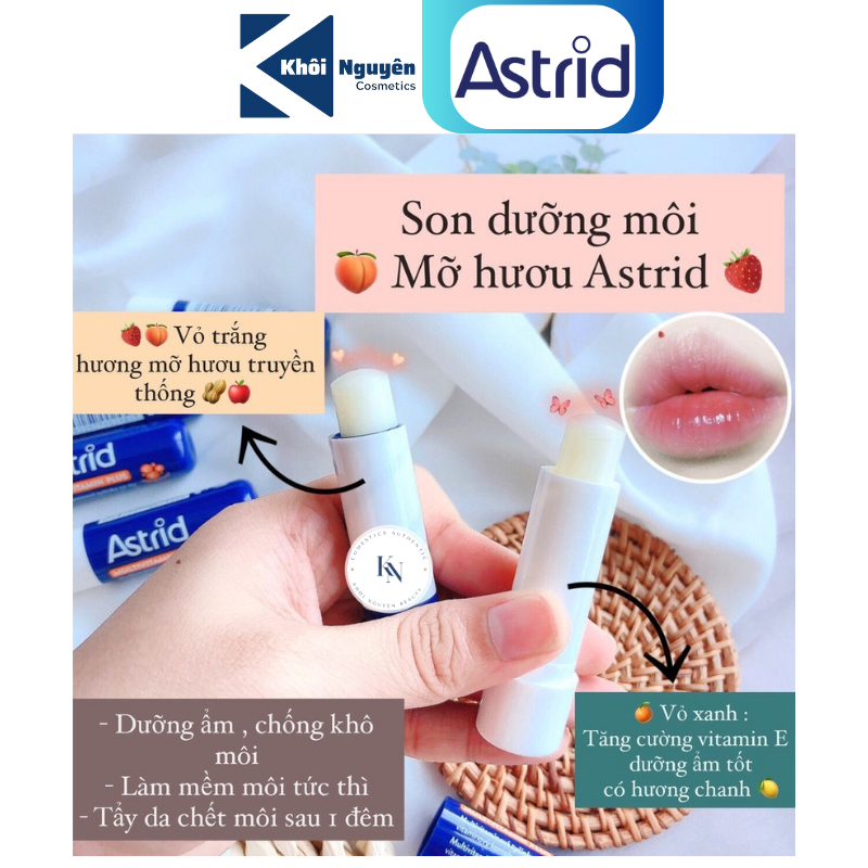 SON DƯỠNG MỠ HƯƠU ASTRID TẨY DA CHẾT TÁI TẠO MÔI 47GR