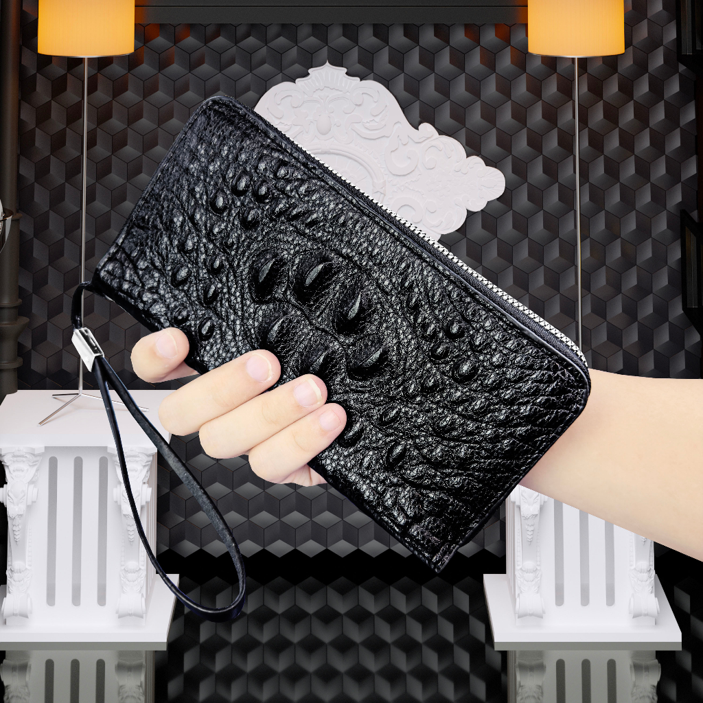 Ví cầm tay nam Da vân cá sấu 3D sang trọng đẳng cấp
