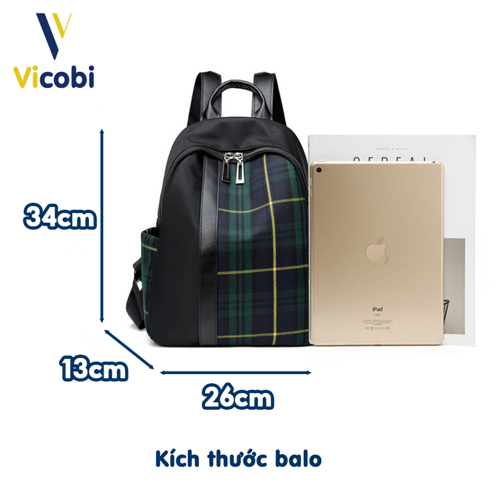 Balo nữ vải Oxford Carson Vicobi B4, đựng vừa giấy A4 và laptop 13inch trở xuống