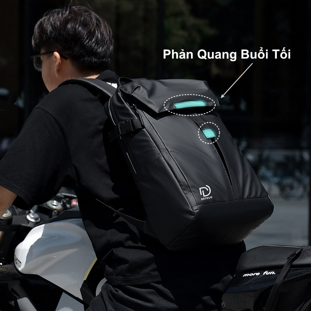 Balo đựng nón bảo hiểm DETOLO đựng laptop 14 15,6 inch balo kiểu dáng công sở thể thao balo đi làm cho nam nữ