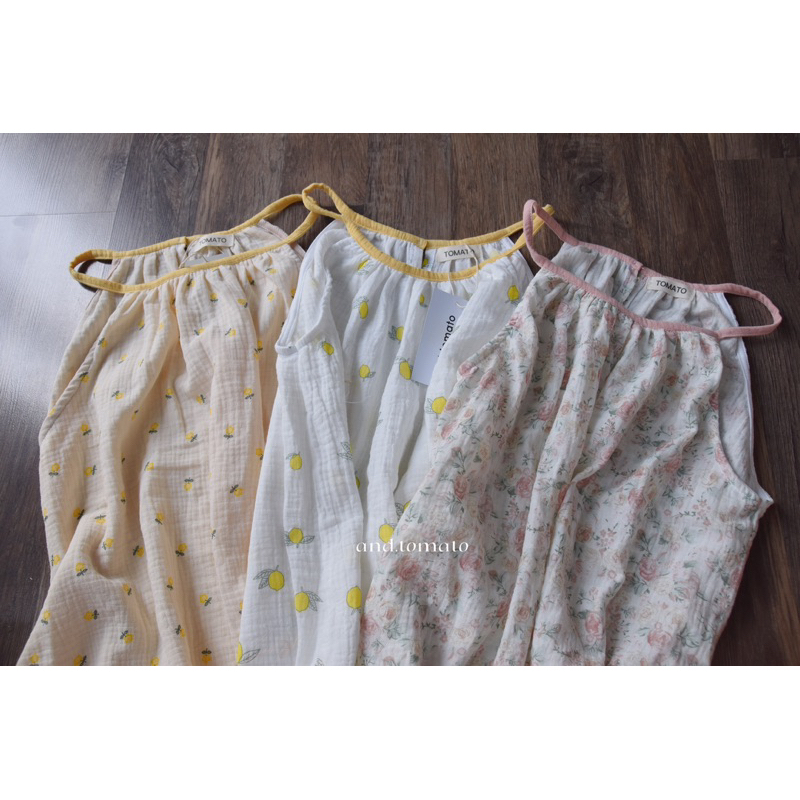 Đồ bộ mặc nhà yếm hai dây vintage chất vải Xô Muslin - and.tomato