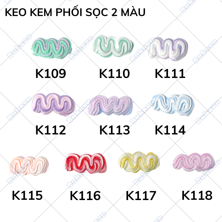 Keo kem Buka 50gr phối sọc 2 màu dùng trang trí decor Toploader, ốp điện thoại, DIY dùng dán Charm