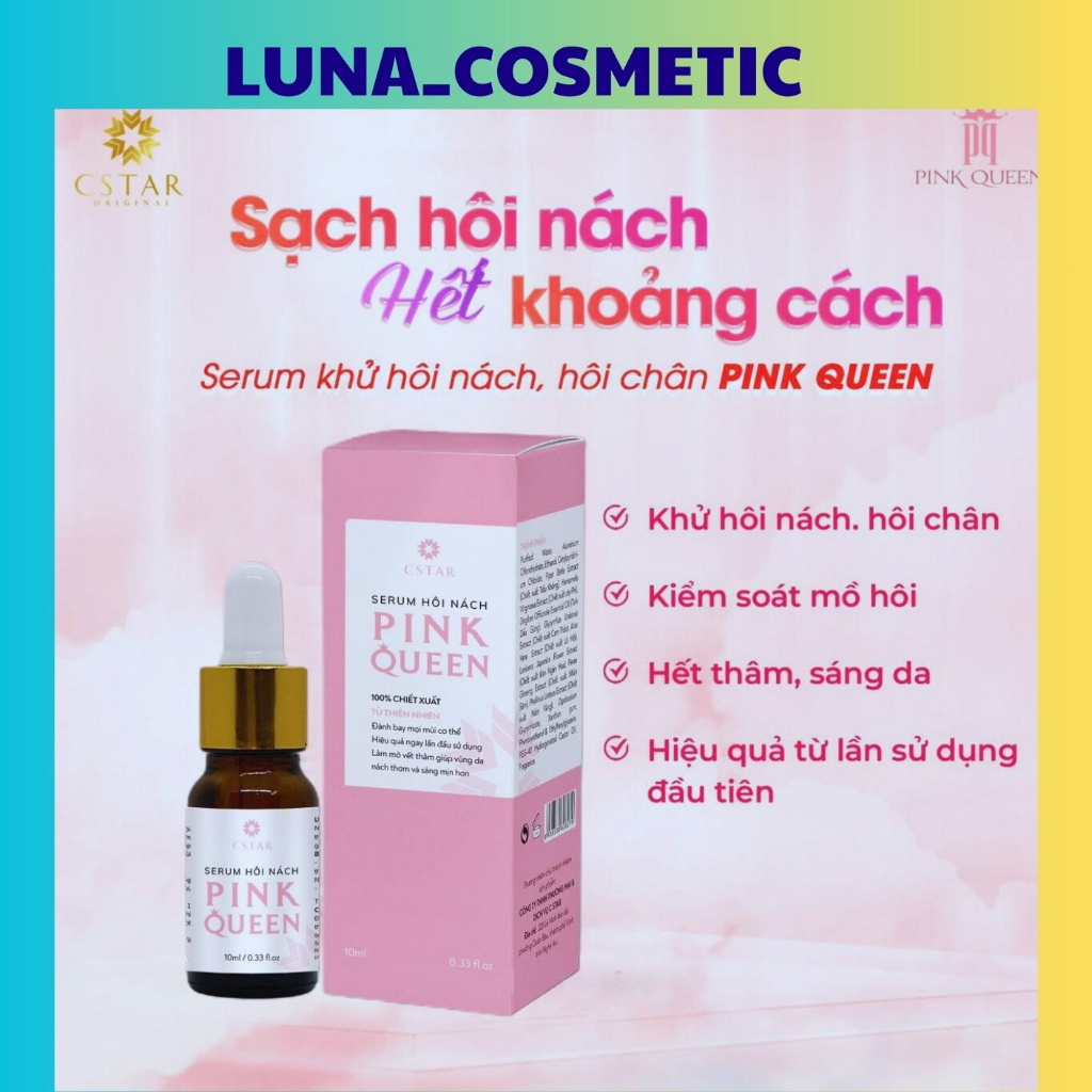 Serum hôi nách pink queen-Chính hãng khữ mùi hôi nách hôi chân,kiểm soát mồ hôi đánh bay mùi cơ thể sau 1 lần sử dụng