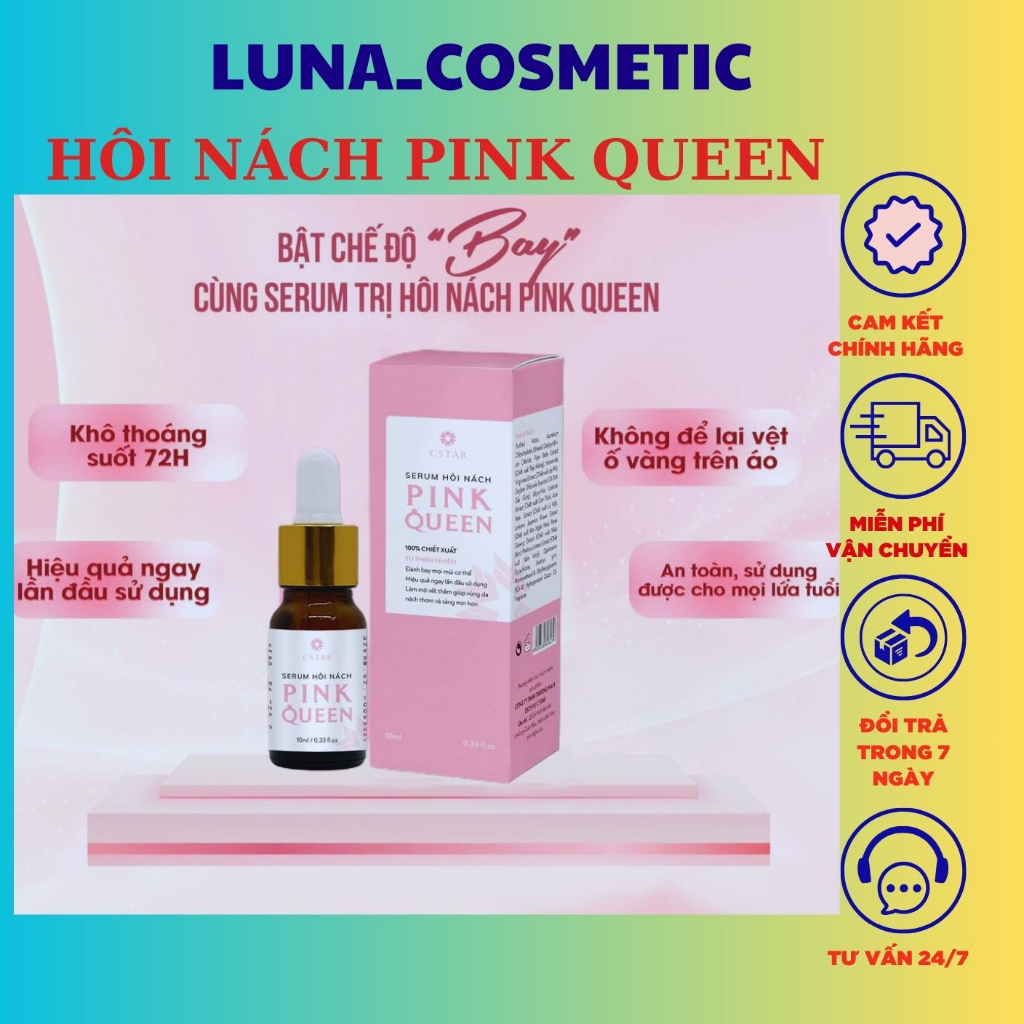 Serum hôi nách pink queen-Chính hãng khữ mùi hôi nách hôi chân,kiểm soát mồ hôi đánh bay mùi cơ thể sau 1 lần sử dụng