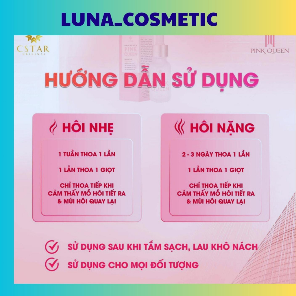 Serum hôi nách pink queen-Chính hãng khữ mùi hôi nách hôi chân,kiểm soát mồ hôi đánh bay mùi cơ thể sau 1 lần sử dụng