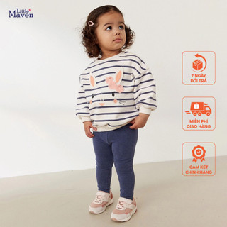 Bộ cotton kẻ thỏ quần xanh trơn Little Maven thời trang trẻ em từ 2-7 tuổi LM22203