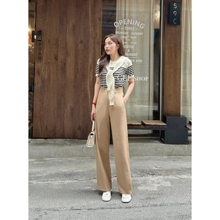 Quần vải suông cạp cao