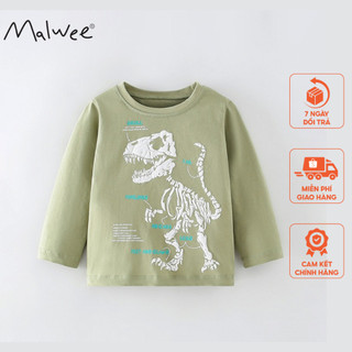 Áo cotton khủng long chữ Malwee thời trang trẻ em từ 2-7 tuổi MW8537