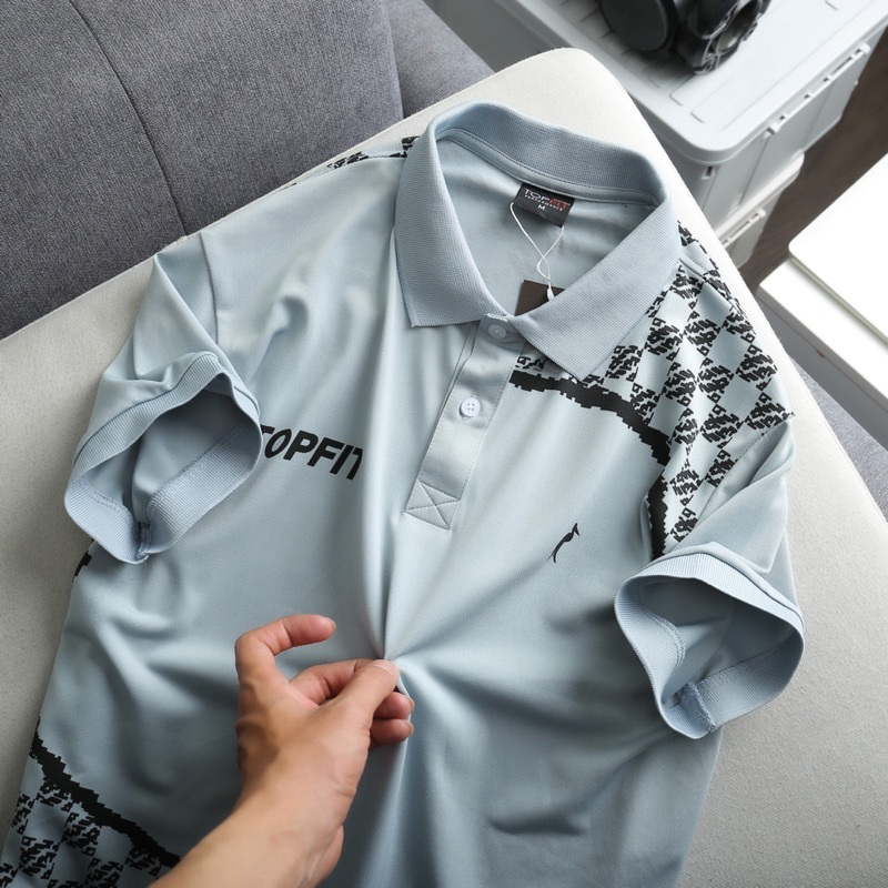 Áo Thun Nam cổ bẻ TOPFIT Cao Cấp phối vai  hoa văn trẻ trung hàng chuẩn loại 1✨