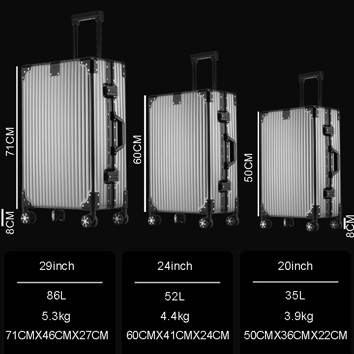 Vali Nhôm Nguyên Khối Khóa Sập NiceVilla 20inch & 24inch $ 29inch