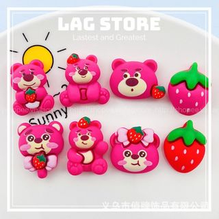 Charm gấu dâu xinh xẻo | charm trang trí điện thoại kẹp tóc DIY