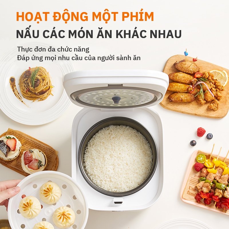 Binnis Nồi Cơm Điện gia đình nhỏ 2.5L đa chức năng 400W Nấu Cơm Hầm Cháo Hấp